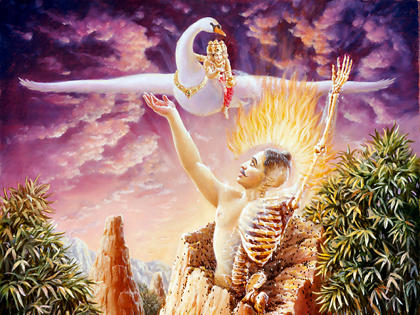 To become immortal, Hiraṇyakaśipu performed severe austerities.