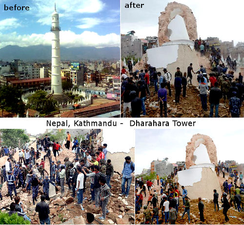 Demolished Dharahara Tower - Kathmandu, Nepal