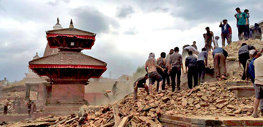 Kathmandu, Durbar Square - after earthquake -