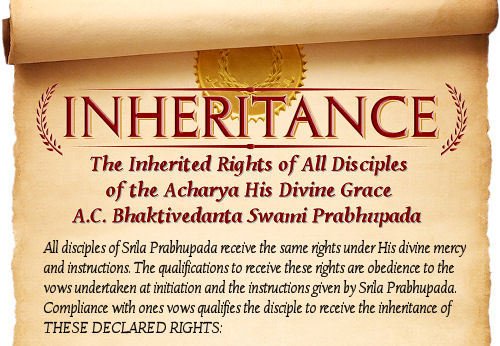 Inherited Rights of All Disciples of His Divine Grace A.C. Bhaktivedanta Swami Prabhupāda